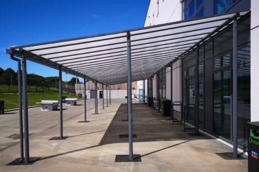 Straight roof shelter we made for Hoe Valley School