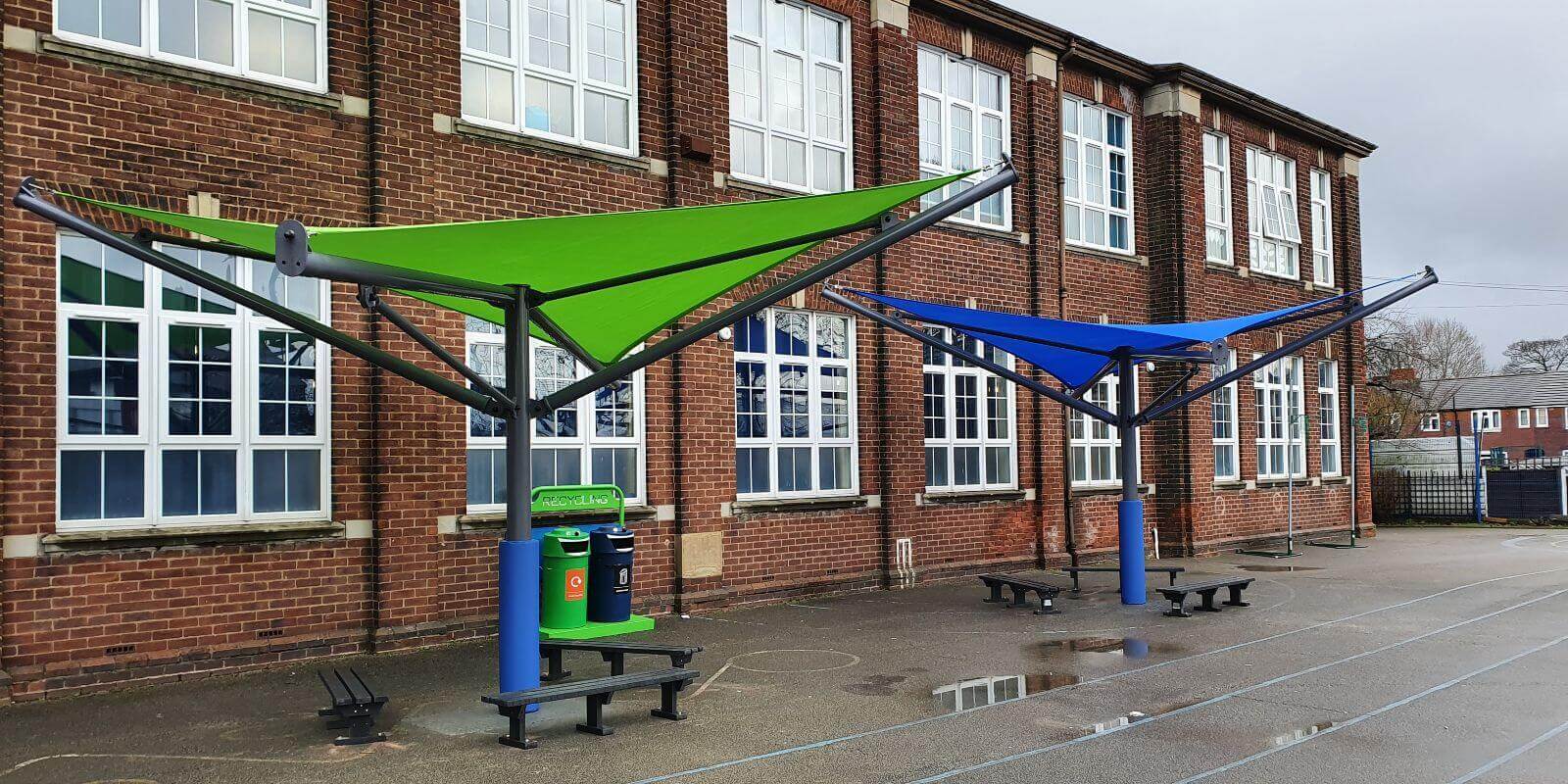 Fabric shade sails we made for St Clares RC School