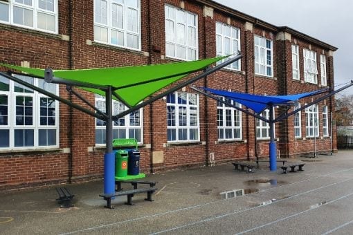 Fabric canopies we installed at St Clares RC School