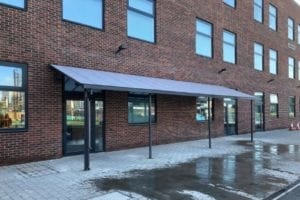 Straight roof canopy we fitted at St Mary Magdalene School