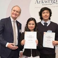 Teacher and students at award presentation