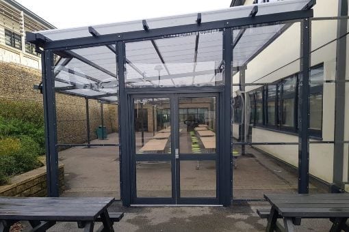 Dining shelter we fitted at Trinity Academy Halifax