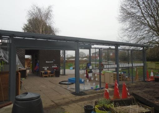 Enclosed shelter we designed for Wistaston Academy
