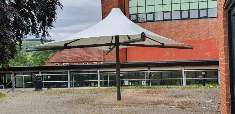 Fabric shelter we designed for Ysgol Dinas Bran