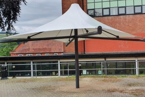 White canopy we made for Ysgol Dinas Bran