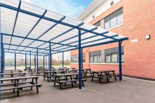 Covered seating area we added to Avon Valley School
