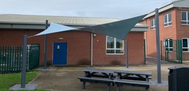 Fabric shade sail we made for St Mary's College