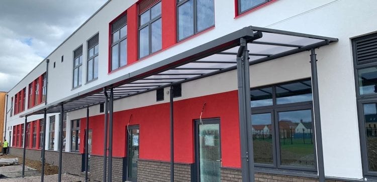 Straight roof shelter we made for Lakelands Primary School