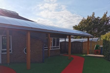 St George's Catholic Primary School Curved Roof Canopy