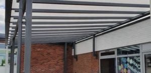 Wall mounted canopy we designed for The Riverside School