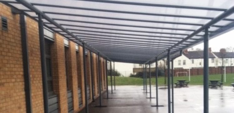 Boulevard Academy Covered Walkway Shelter Covered walkway shelter we fitted at Boulevard Academy