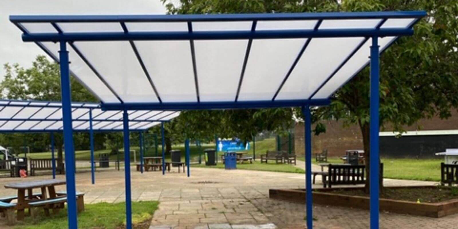 Straight roof shelter we made for Stoke High School