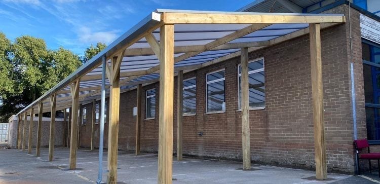 Timber canopy we made for King Edward VI Handsworth Wood Girl's Academy