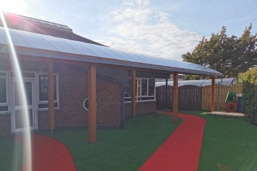 Timber canopy we designed for St George's Catholic Primary School