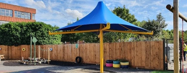 Umbrella canopy we made for Charles Darwin Primary School