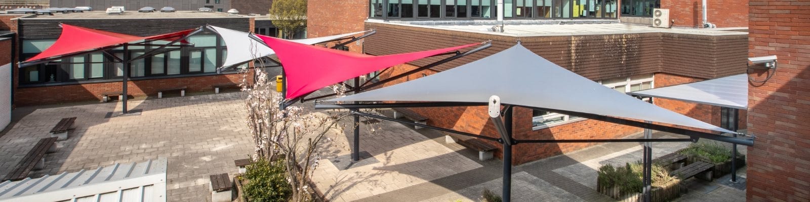 Fabric covered walkway we designed for Aldersley High School