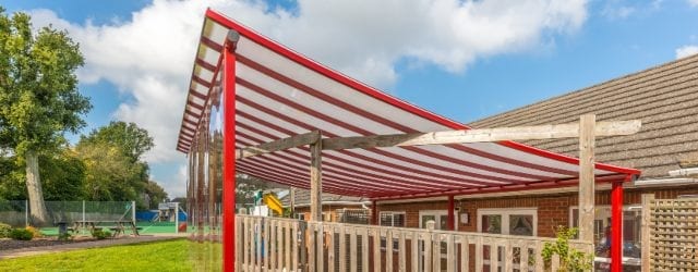 Curved roof canopy we designed for The Beacon School