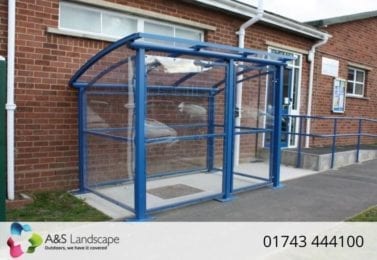 Enclosed Buggy Shelter with Blue Steelwork