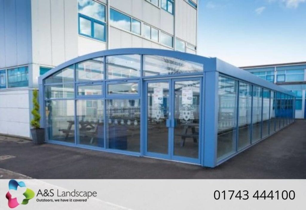 Enclosed dining shelter we designed for St Wilfrid's High School