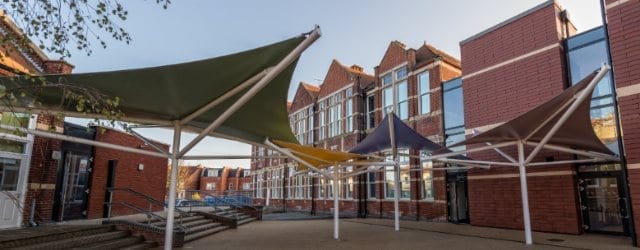 Fabric canopies we designed for Milton Park Primary School