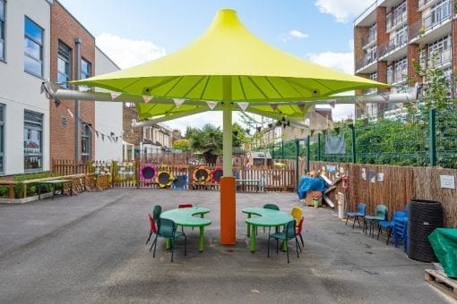 Umbrella canopy we designed for George Mitchell Primary School