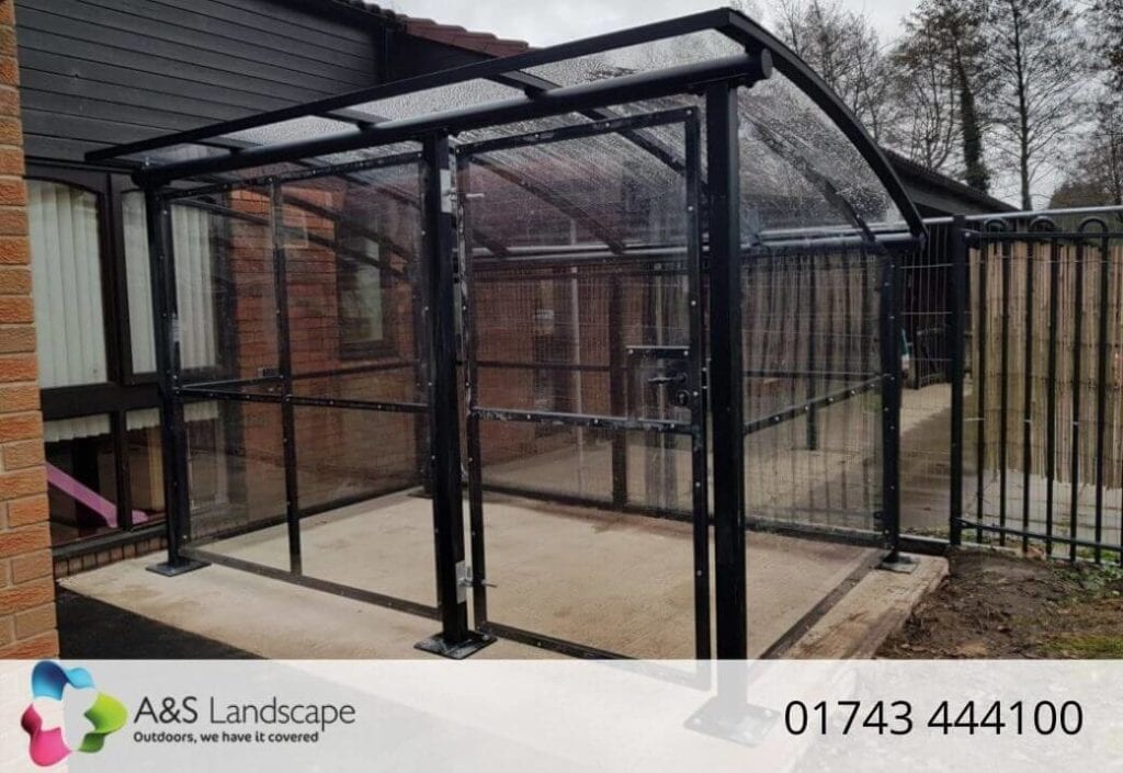Secure buggy storage we designed for Blackenhall Family Centre