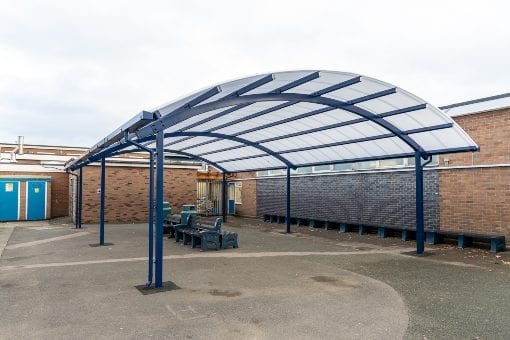 Curved roof shelter we designed for The Corbet School