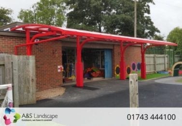 Cantilever canopy we installed at Shelton Infants School