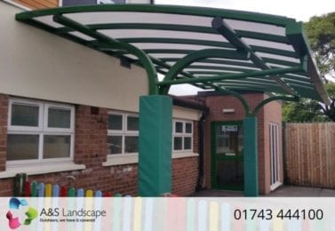 Curved Roof Green Playground Shelter