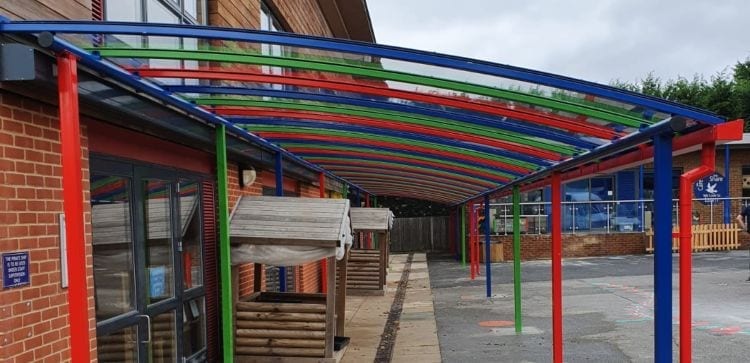 Curved roof shelter we made for Danes Hill School