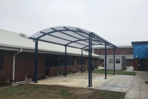 Freestanding shelter we made for Sir Thomas Rich's School