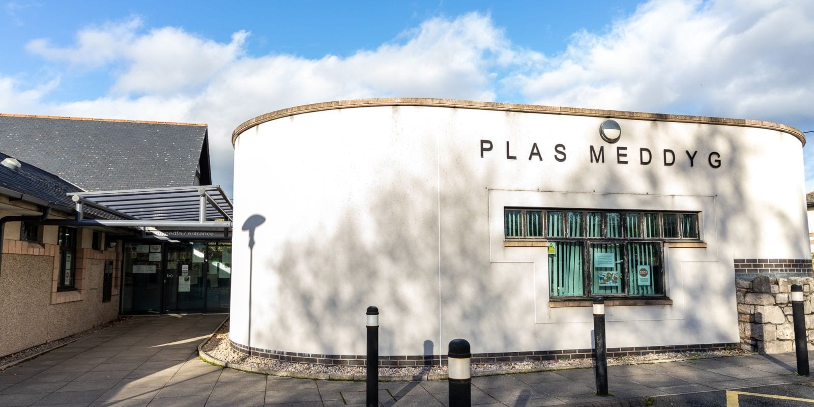 Bespoke entrance canopy we designed for Plas Meddyg Surgery