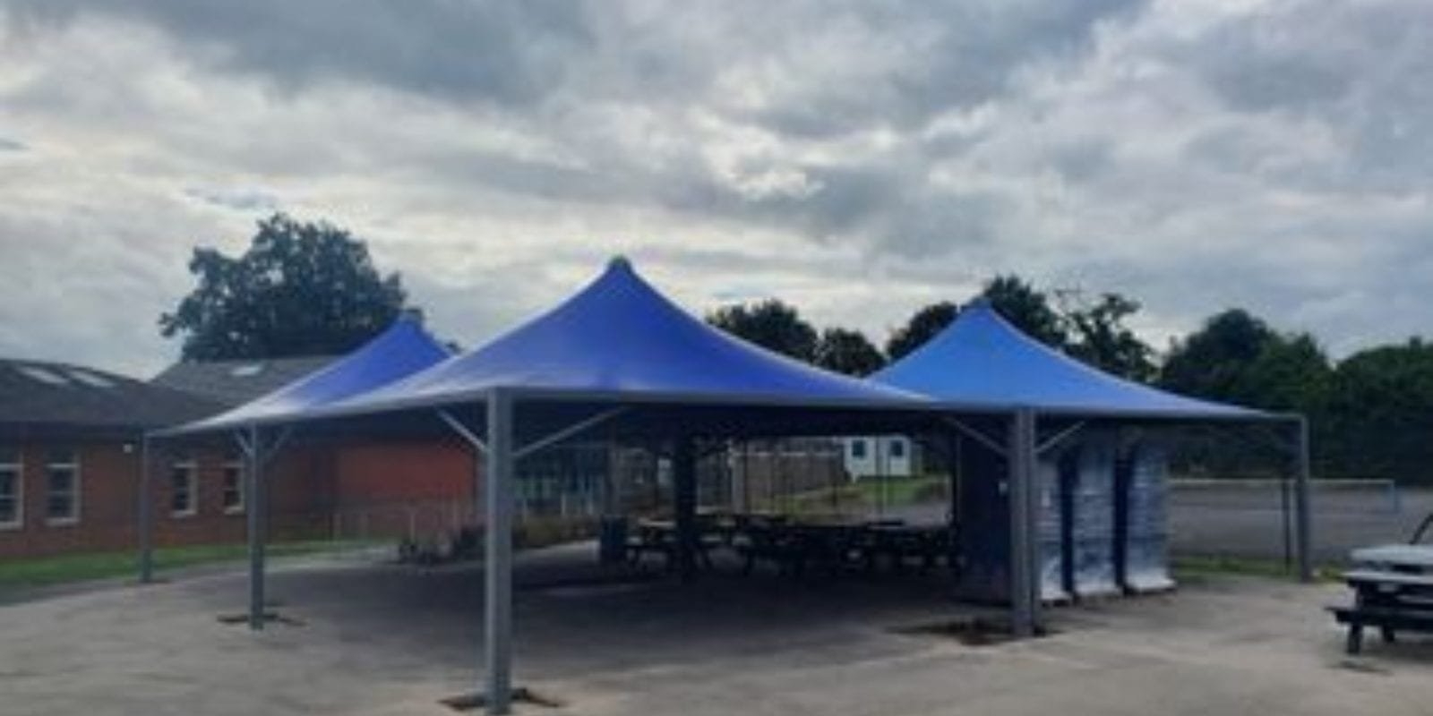 Fabric canopies we fitted at Bishop Heber High School