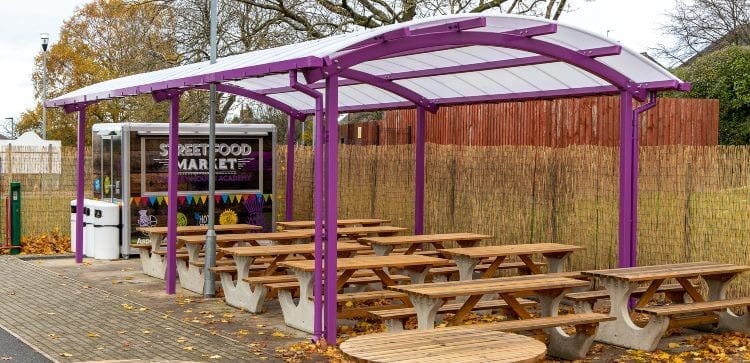 Freestanding canopy we installed at Thistley Hough Academy
