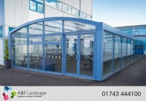 Enclosed dining shelter we designed for St Wilfrid's High School