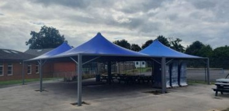 Bishop Heber High School Tepee Canopies Tepee canopies we installed at Bishop Heber High School