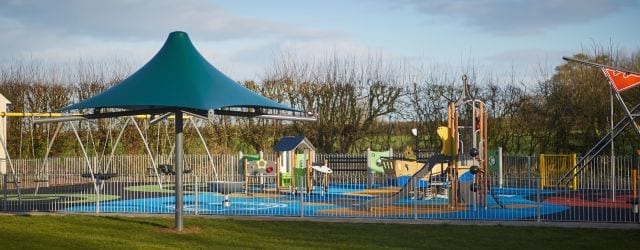 Umbrella shelter we designed for Ashcott Playing Fields