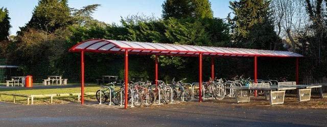 Bicycle shelter we designed for Myton School