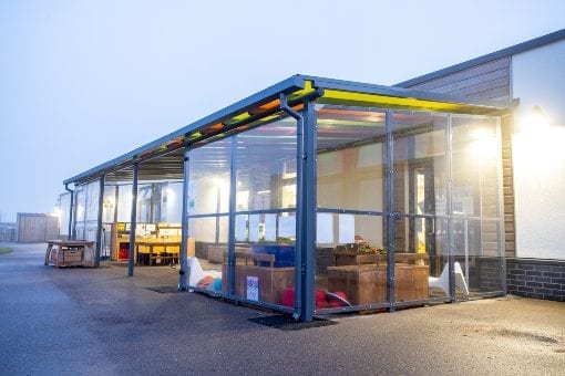 Canopy with sides we designed for Monksmoor Park Primary School