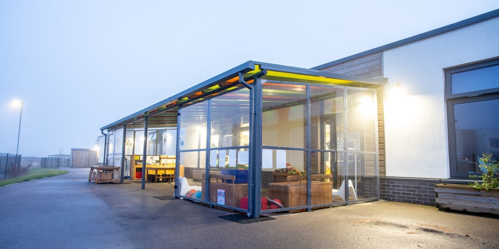 Enclosed shelter we installed at Monksmoor Park Primary School