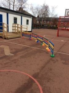 Colourful fence pales we donated to Archibald First School