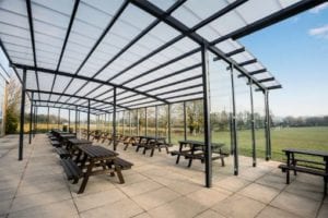 Outdoor dining canopy we designed for The Chantry School