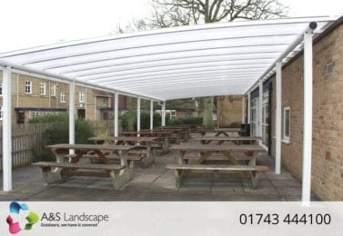 Curved Roof White School Shelter