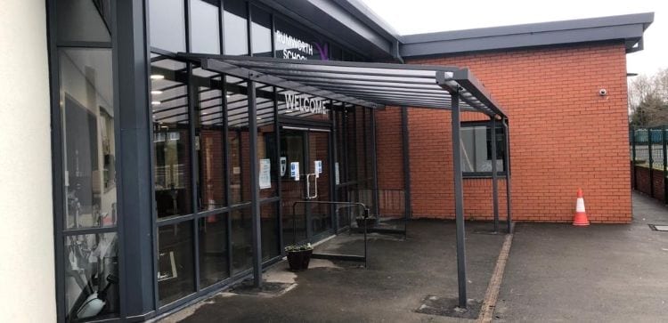 Entrance shelter we designed for Rumworth School