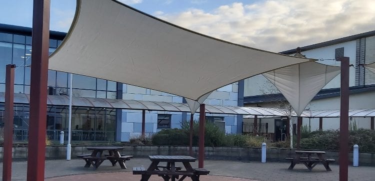 Fabric canopy we made for St John Fisher High School