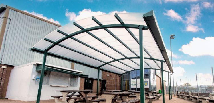 Outdoor dining area shelter at St Peter's High School