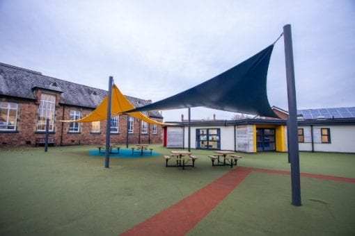 Playground sail shade we installed at Winsford High Street Primary School