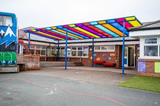 Playground shelter we designed for Old Church C of E Primary School
