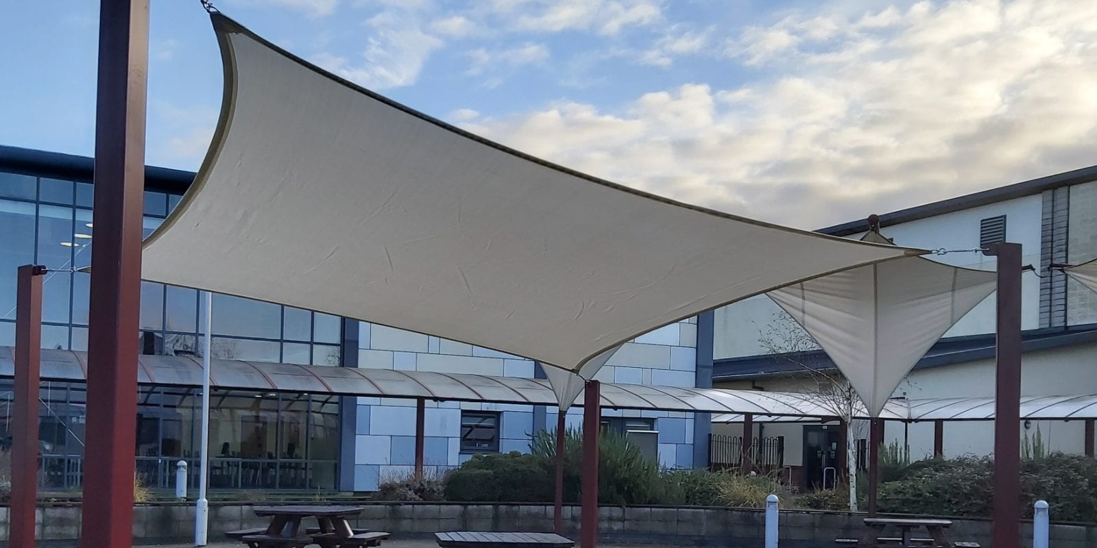 Shade sail we designed for St John Fisher High School