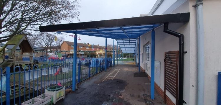 Beddington Infants School Straight Roof Canopy Straight roof canopy we designed for Beddington Infants School